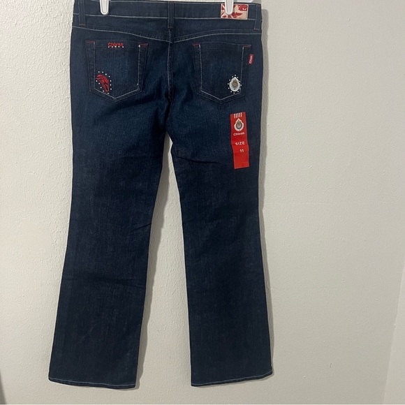 Rare Chivas Sz 11 Blue Flare Wide Leg Jeans Denim Embroidery Game Statement NWT - Picture 5 of 16